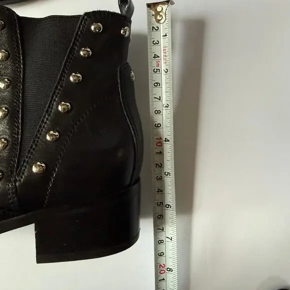 MARC FISHER LTD Black Leather Studded Ankle Boot 9.5 - Picture 11 of 16